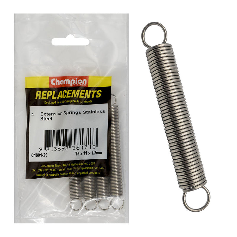 Champion Extension Springs Stainless 75x11x1.2mm