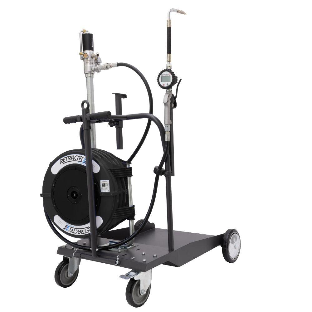 Heavy Duty Drum Trolley With L-ARPD3 Retracta Oil Reel & Digital Oil Gun