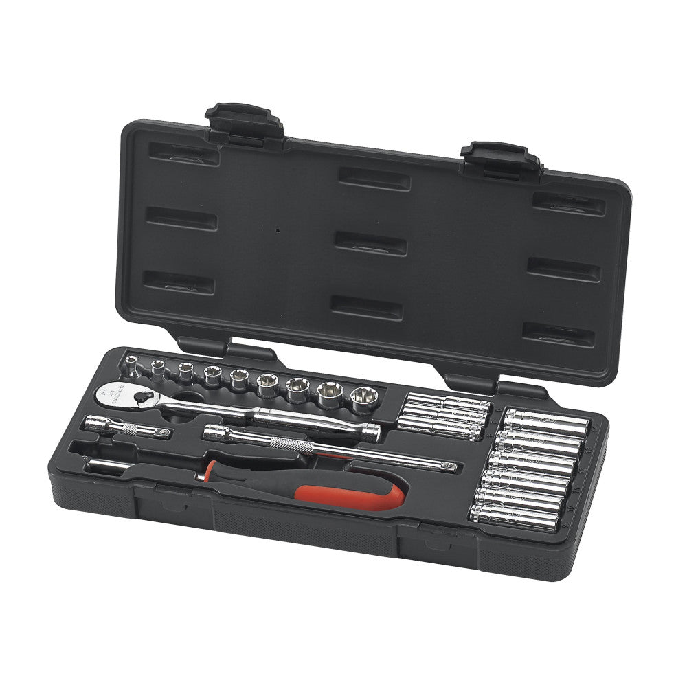 GEARWRENCH Socket Set 1/4" Dr Standard & Deep 6 & 12 Pt BlowMold Case MET 22Pc