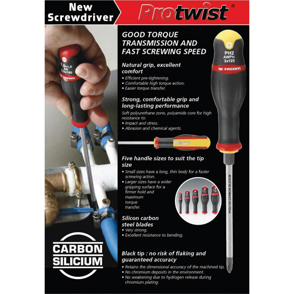 Screwdriver Set 6-PCE FL+PZ Facom AND.J6PB  4xFL, 2xPZ