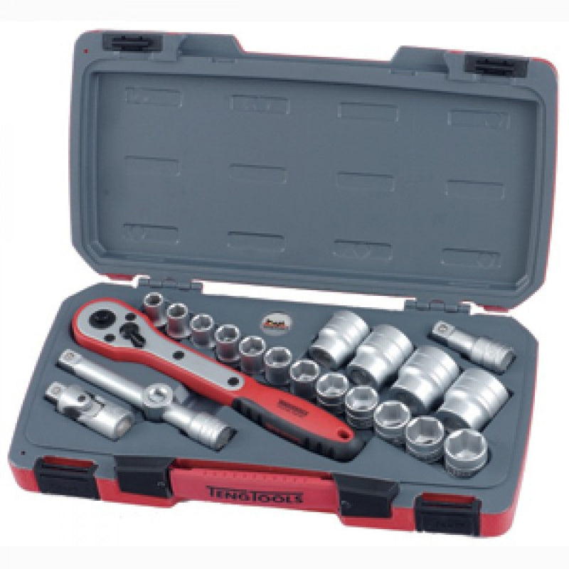 Teng 21Pc 1/2in Dr. Metric Reg. Socket Set 6Pnt 10