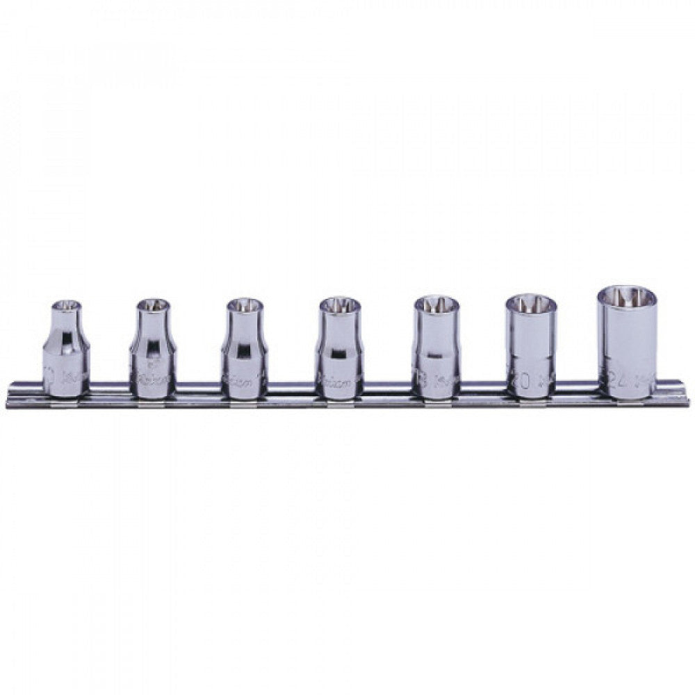 Koken 1/2" Dr Internal Torx Socket Set On Rail-7pc