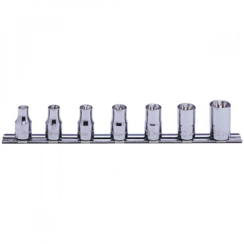 Koken 1/2" Dr Internal Torx Socket Set On Rail-7pc