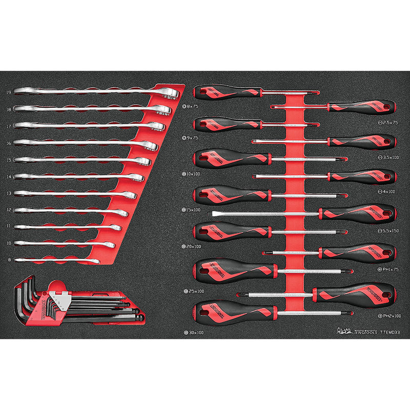 Teng 33Pc Screwdriver-Spanner & Hex Key Set (Eva)