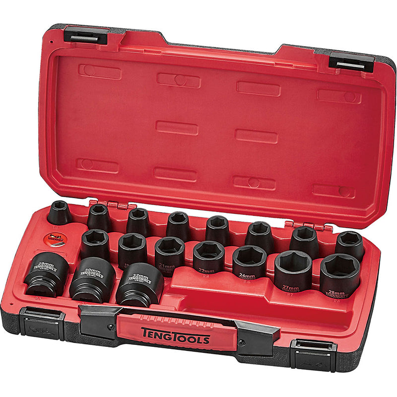 Teng 22Pc 1/2in Dr. Mm Reg. Impact Socket Set 6-Pn