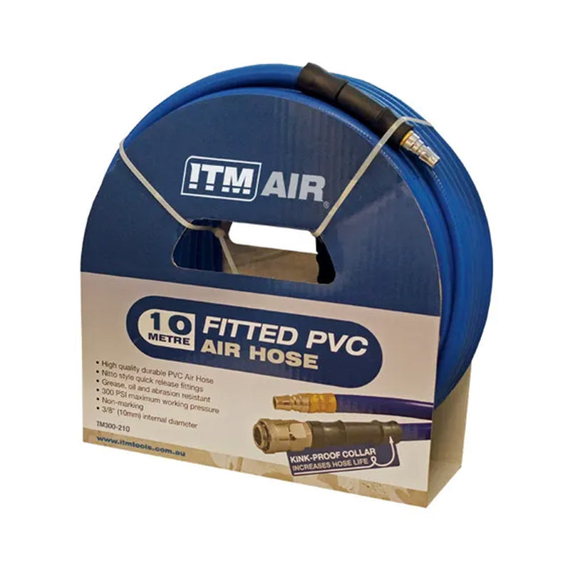 Itm Air Hose 10mm(3/8in) x 10M Pvc Air Hose W/ Cou