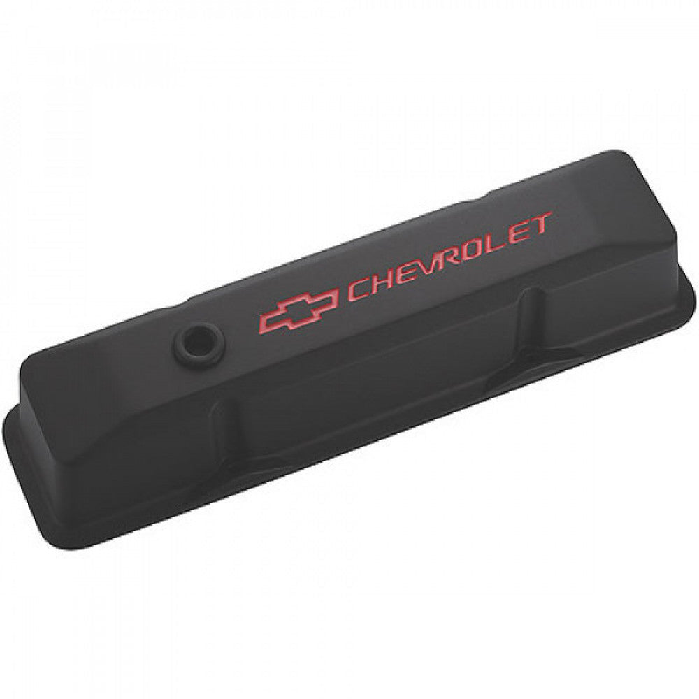 Proform Bowtie Chevrolet Small Block ,Black Die Cast– Red, Pair#PR141-116