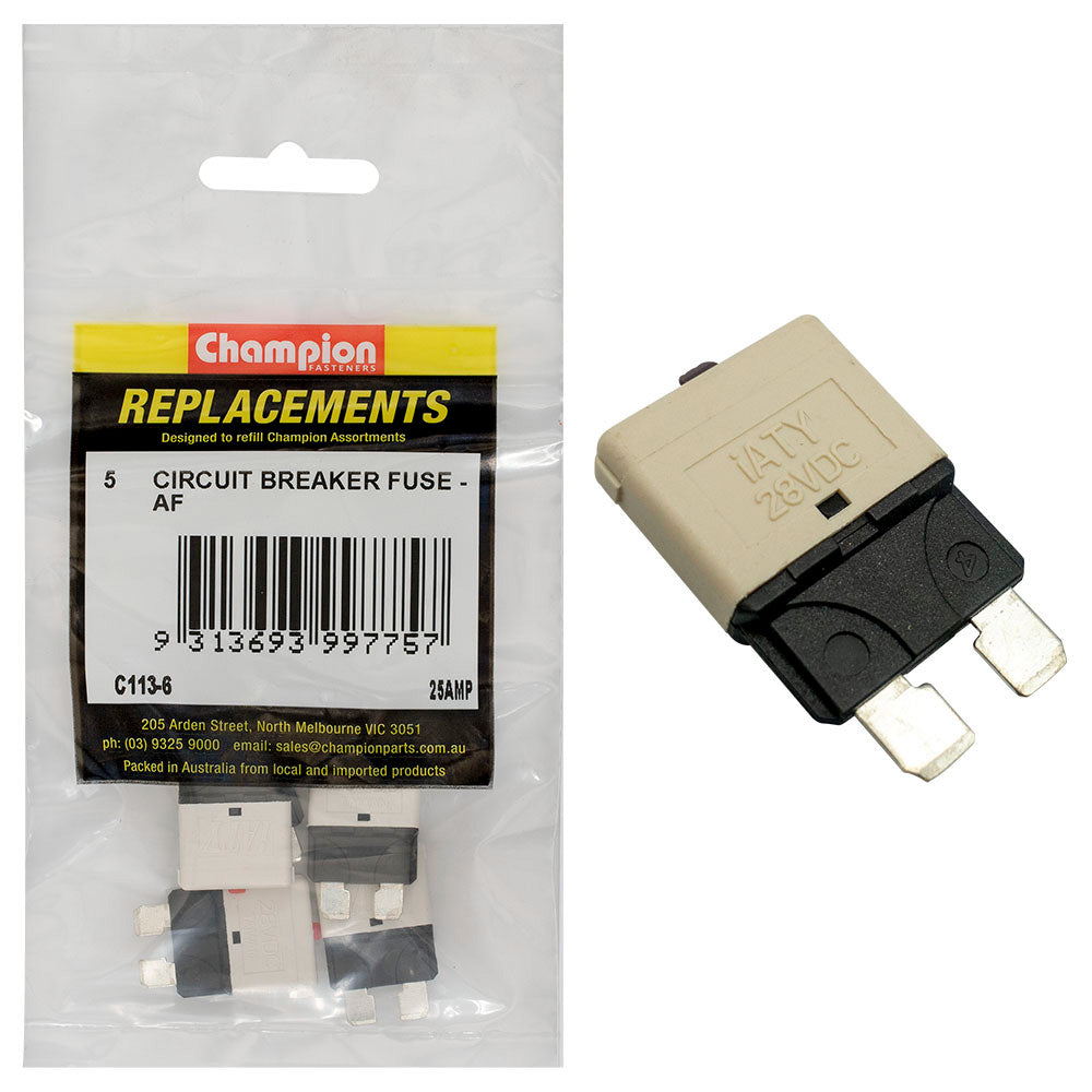 Champion AF 25Amp Circuit Breaker Blade Fuse -5Pk