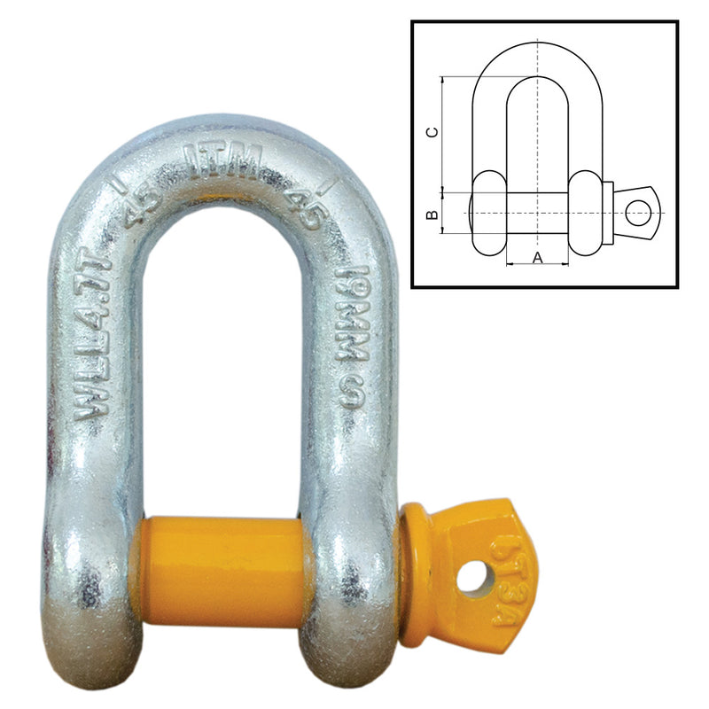 ITM Dee Shackle-Yellow Pin GS Screw Pin-1 Ton-10mm Body