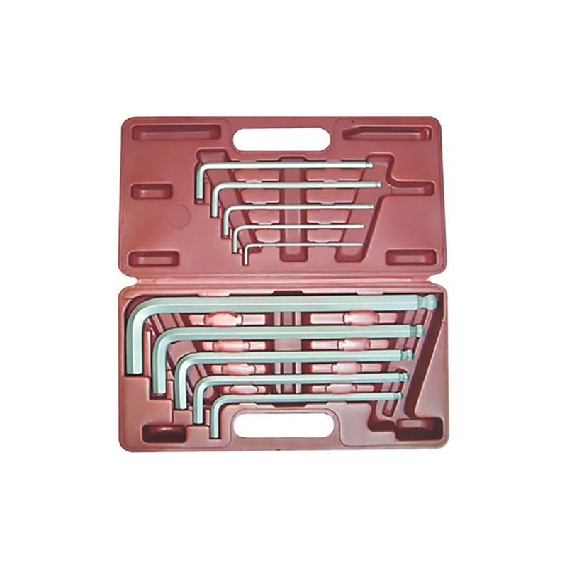 T&E Tools 10 Piece Metric Ball End Hex Key Set. Sizes 3 To 17mm. Long Arm Type.