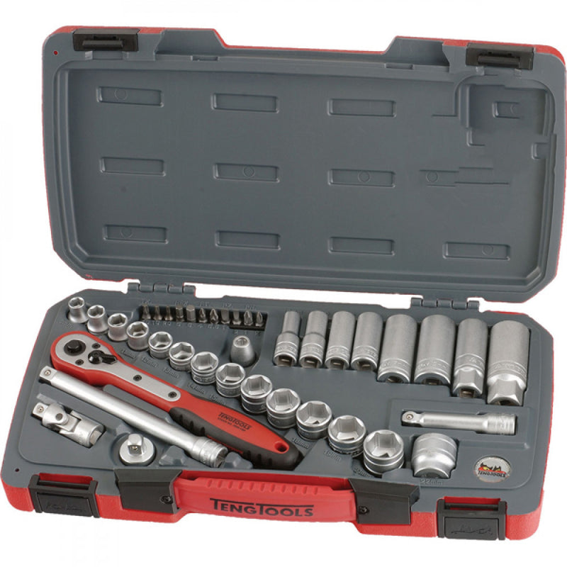 Teng 39Pc 3/8in Dr. Mm Reg/Deep Socket Set