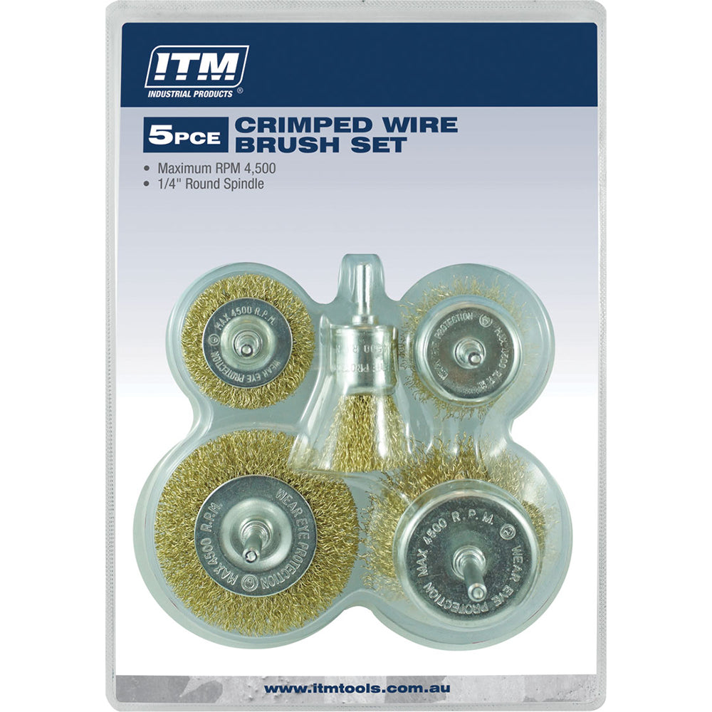 Itm 5 Piece Crimp Wire Wheel Brush Kit