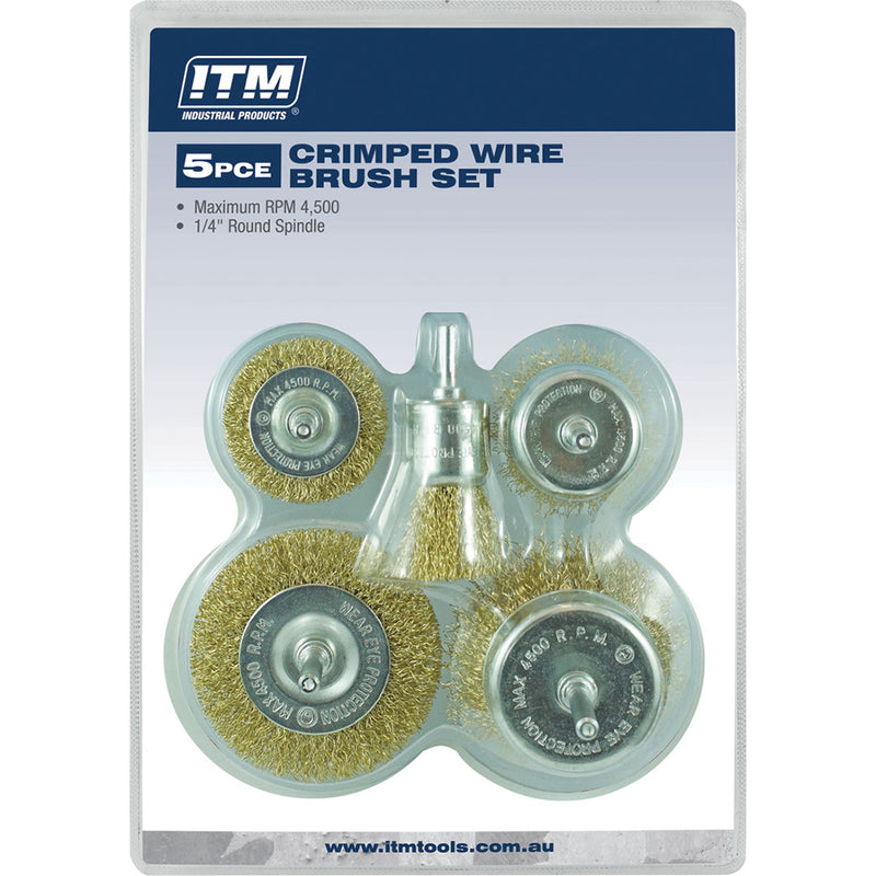 Itm 5 Piece Crimp Wire Brush Kit