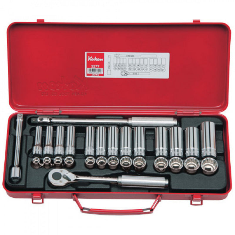 Koken 3/8" Dr Standard & Deep Socket Set 29pc