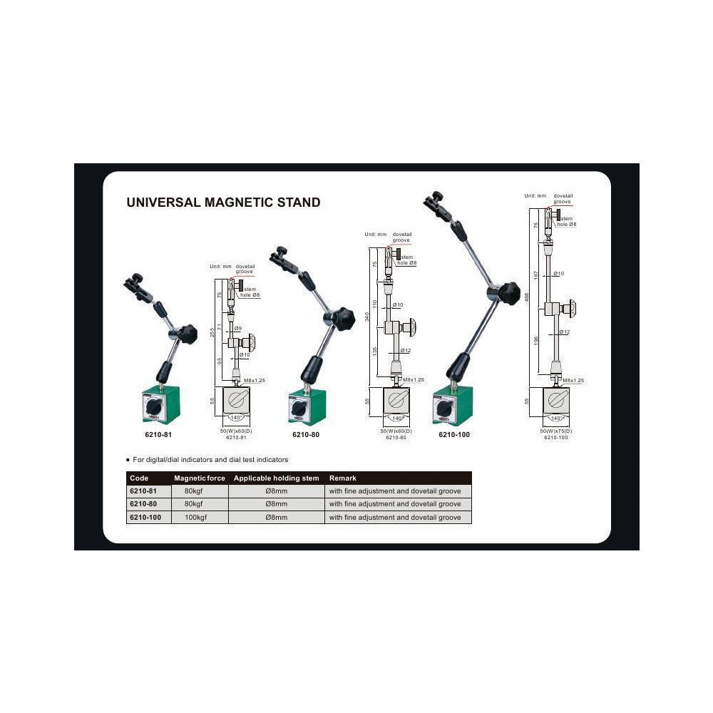 Universal Magnetic Stand C/W Fine Adjustment. 6210-80 Insize