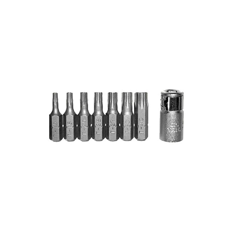 T&E Tools 8 Piece 1/4" Hex T-10-T40 Tamper Torx Insert Bit Set