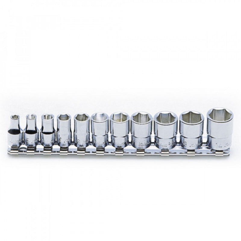 Koken 1/4"Dr Socket Set On Rail - 11pc