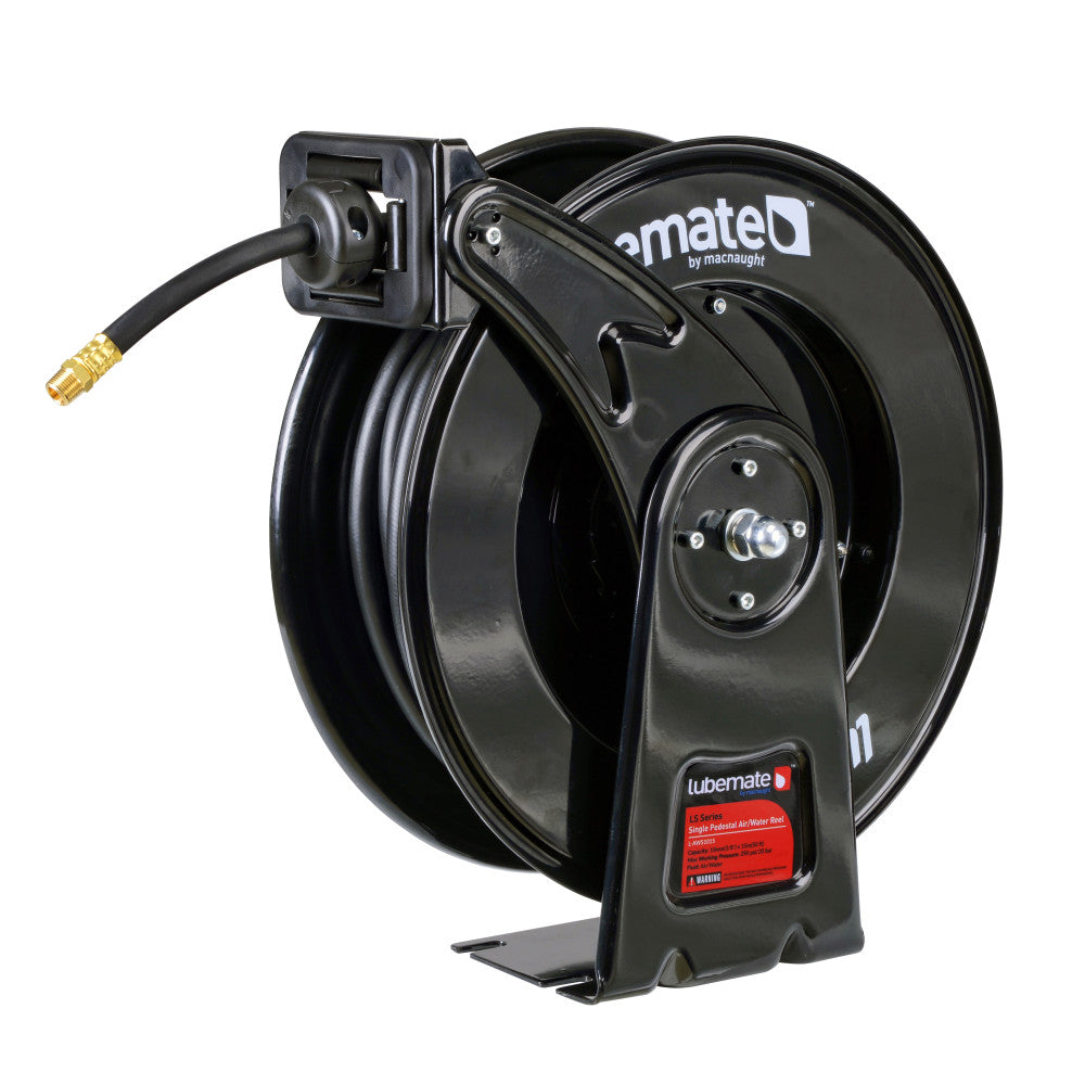 3/8'' x 15M Single Pedestal Air/Water Reel - Lubemate
