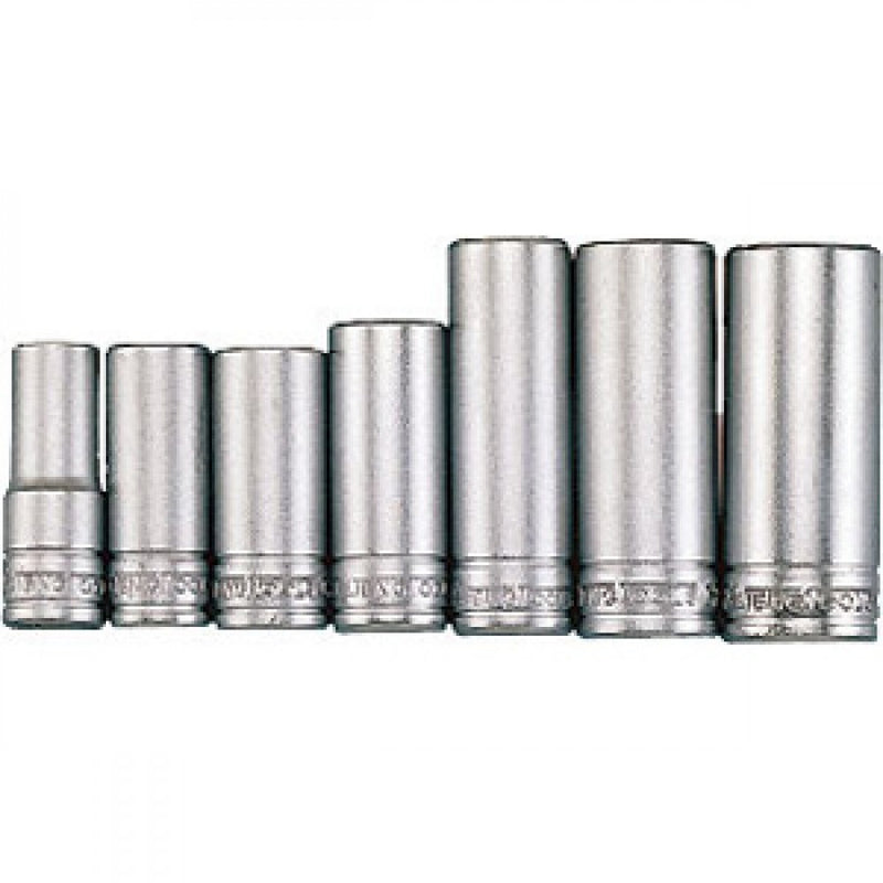 Teng 7Pc 3/8in Dr. Deep Mm Socket Set 10-19mm