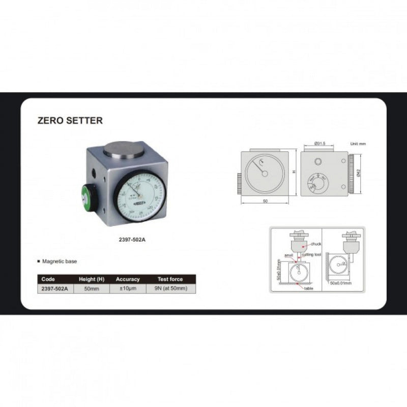 Dial Gauge Tool Presetter 50mm Height Magnetic Base Insize 2397-502A
