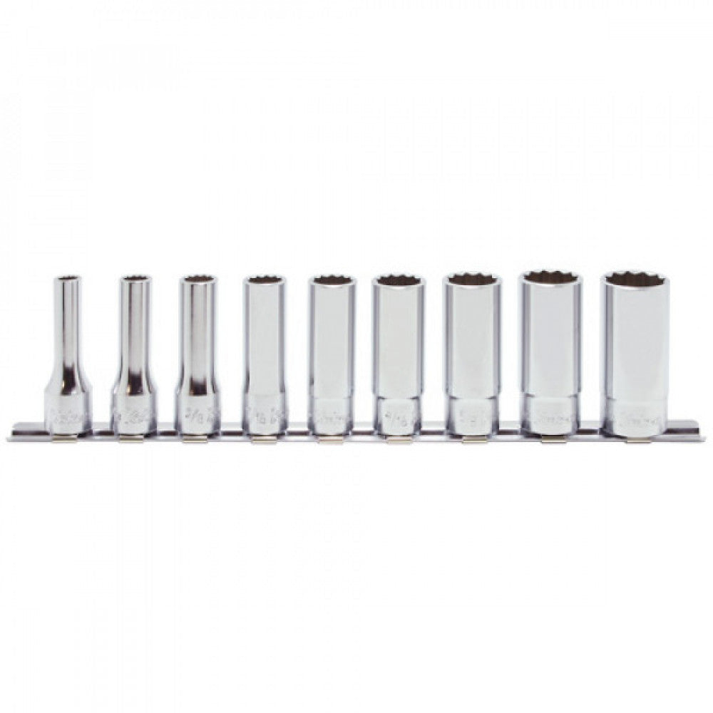Koken 3/8" Deep Socket Set On Rail 9pc 1/4" 3/4"