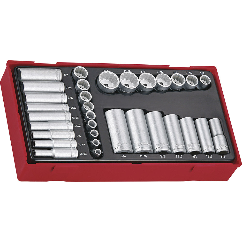 Teng 32Pc 1/4 & 3/8in Dr. Reg/Deep Af Skt Set (12-