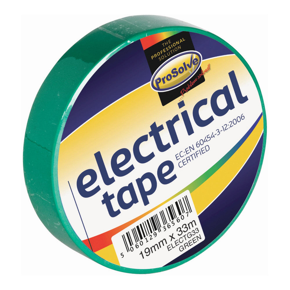 Prosolve Electrical Tape Green 19mm x 33M - 10 Rolls
