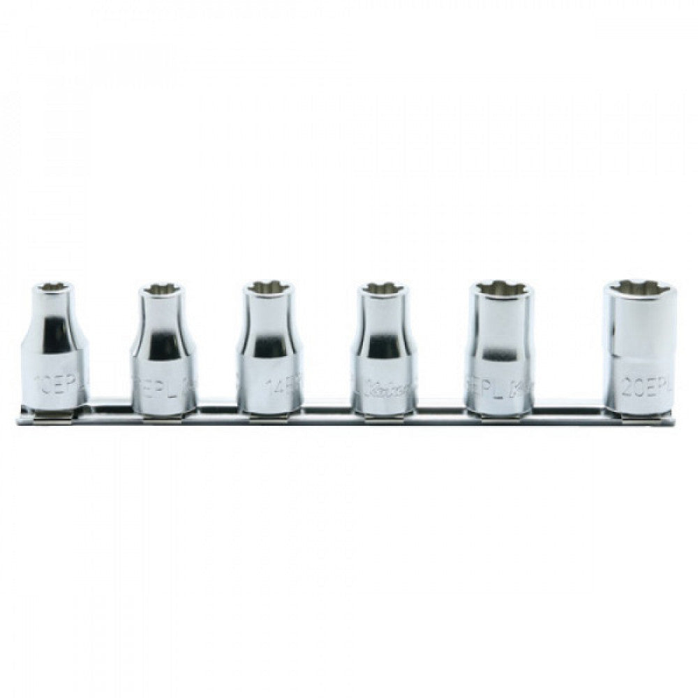 Koken 1/2" Dr Torx Plus EPL Socket Set On Rail 6pc