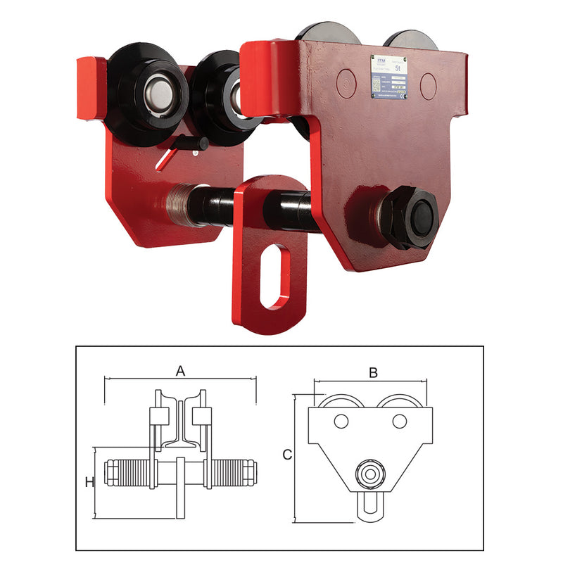 ITM Push Girder Trolley-5 Ton-114-305mm Beam Width