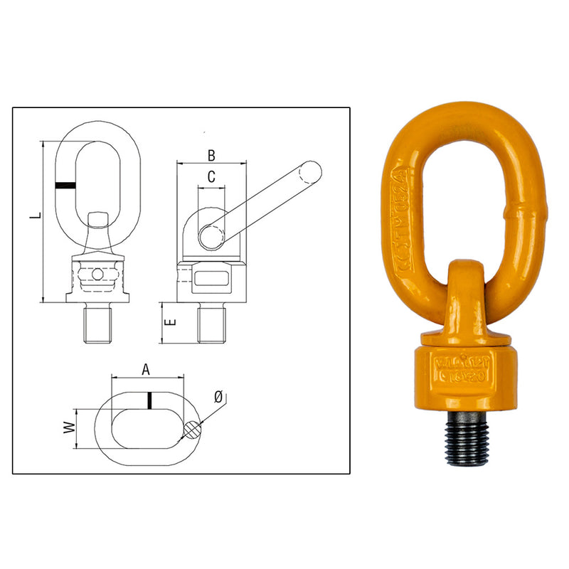 ITM G80 Lifting Point-Oblong Eye Bolt-M20-4 T