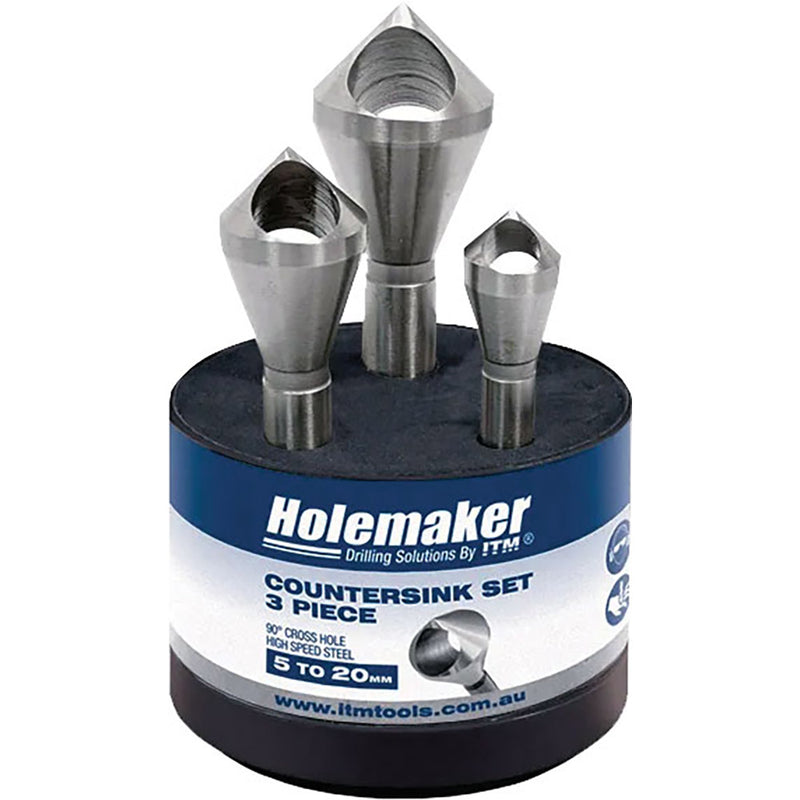 Holemaker 3 Piece Crosshole 90Deg Countersink Set