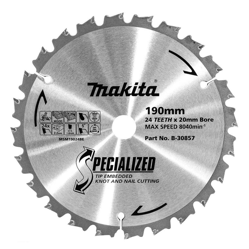 Makita Saw Blade TCT 190x20mm 24T WD/NAIL