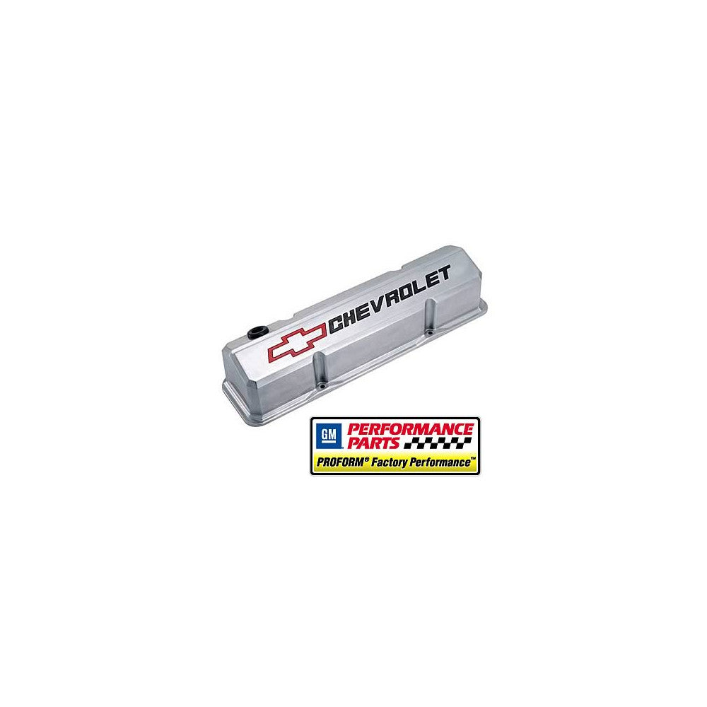 Proform Valve Covers Alum Polished Slant-Edge Chev Bowtie Chev SB #141-927