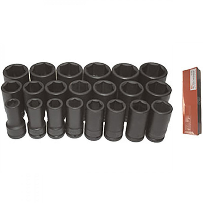 T&E Tools 21 Piece 3/4" Drive Metric Impact Socket Set 19-60mm