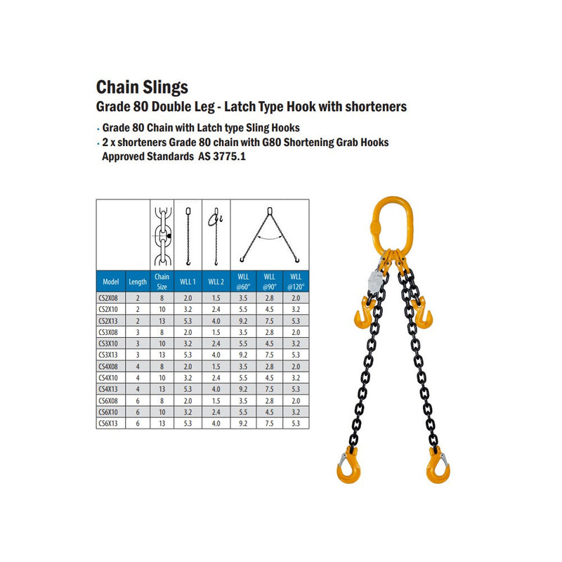 TOHO Chain Sling, 2 Leg With Shortener, 3M x 8mm