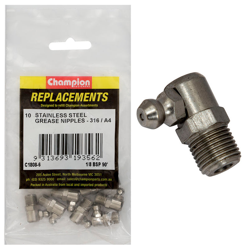 Champion Grease Nipple Stainless 1/8in Bsp 90Deg.3