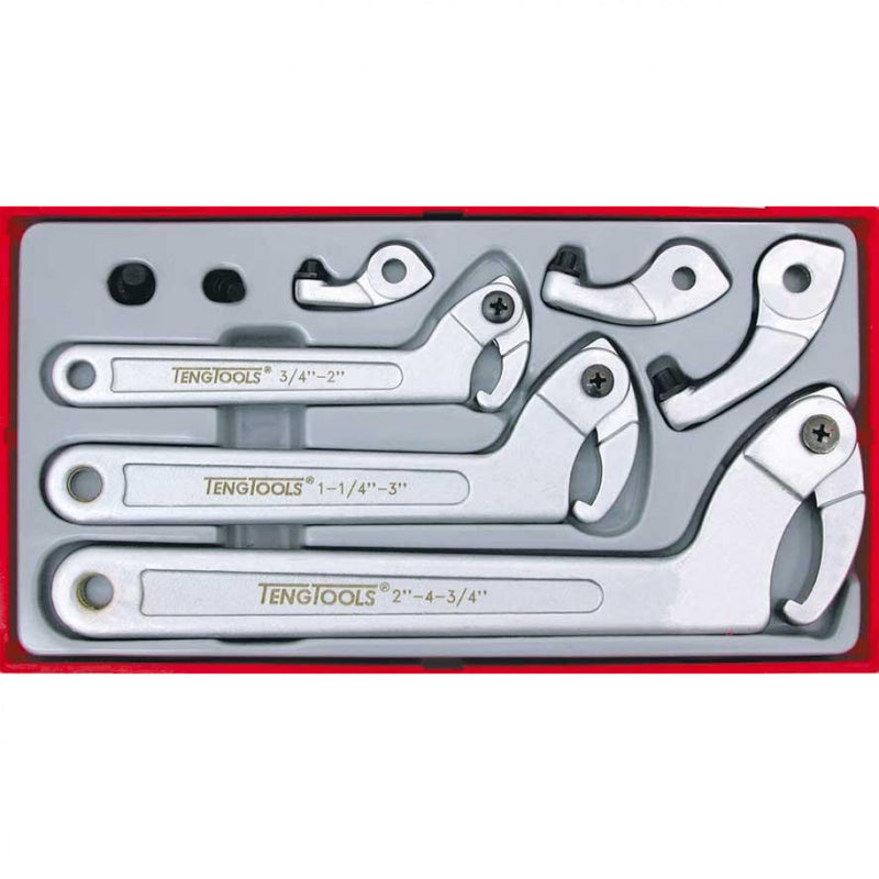 Hook & Pin Wrench Set 8Pce 19mm - 120mm Capacity Teng TTHP08