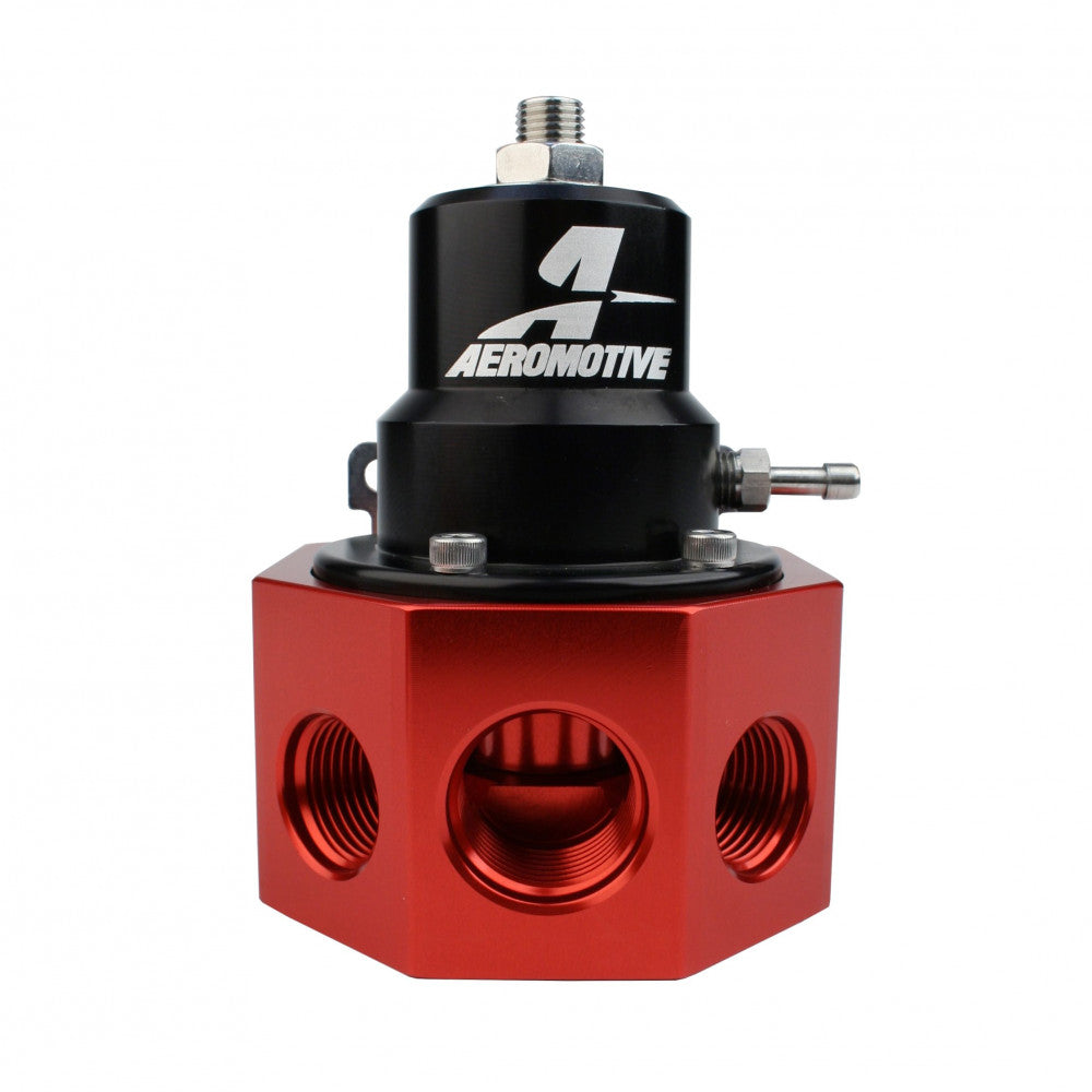Aeromotive Fuel Regulator Billet, Adjustable, 4 Port, By-Pass, Carbureted #13202