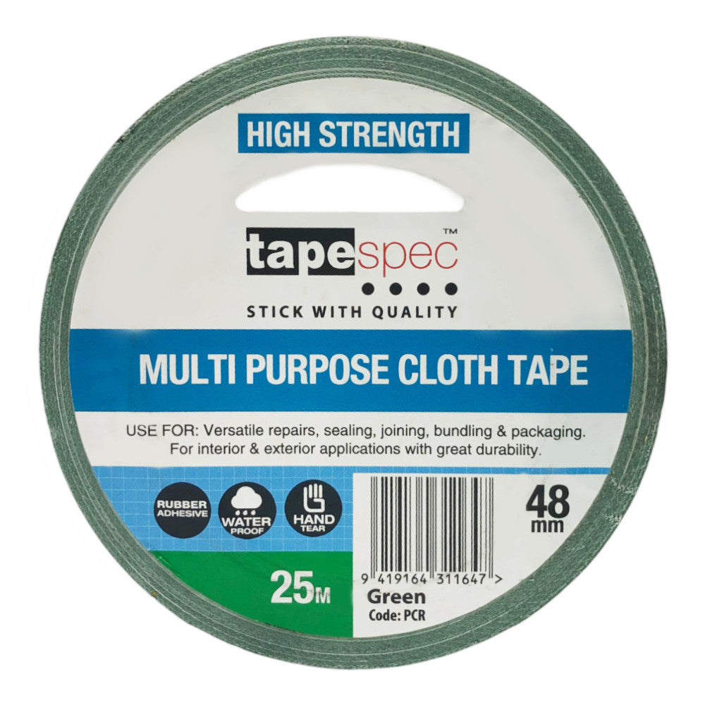 Waterproof Multi-Purpose Cloth Tape Green 48mm x 25m