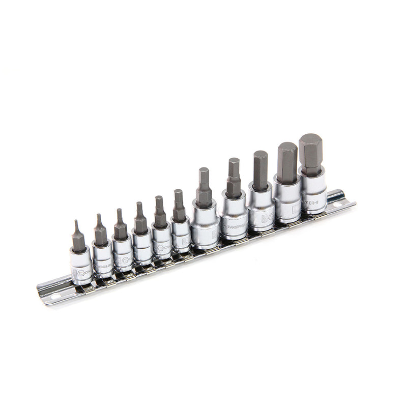 Powerbuilt 1/4" Dr 3/8" Dr 11pc Hex Bit Socket Set