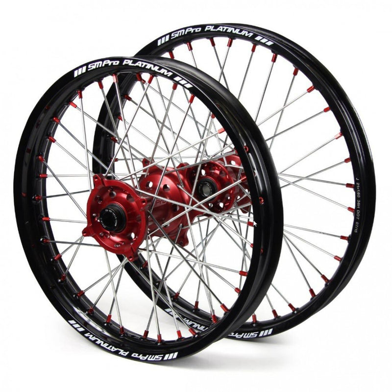 Wheel Set Complete Sm Pro Platinum Front & Rear Honda Crf150R 07-21 Red Hubs Bla