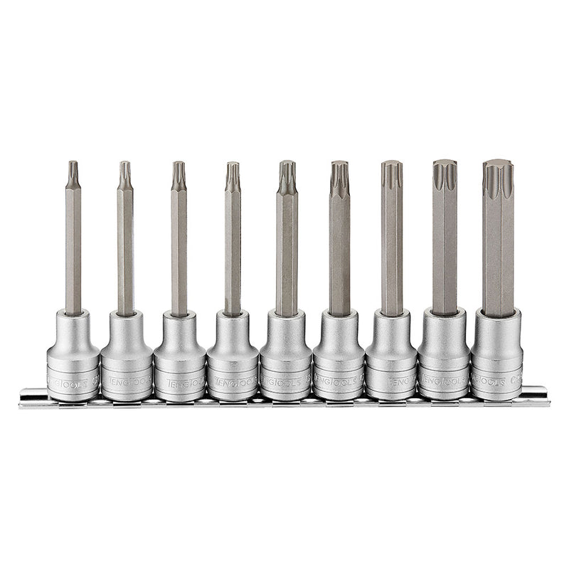 Teng 9Pc 1/2in Dr. Long Ribe Bit Socket Set - M4-M