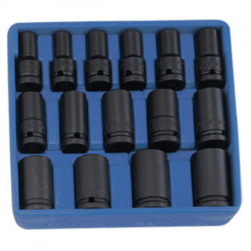 Genius 1/2" Drive 15Pc Deep Mm Impact Socket Set Thinwall