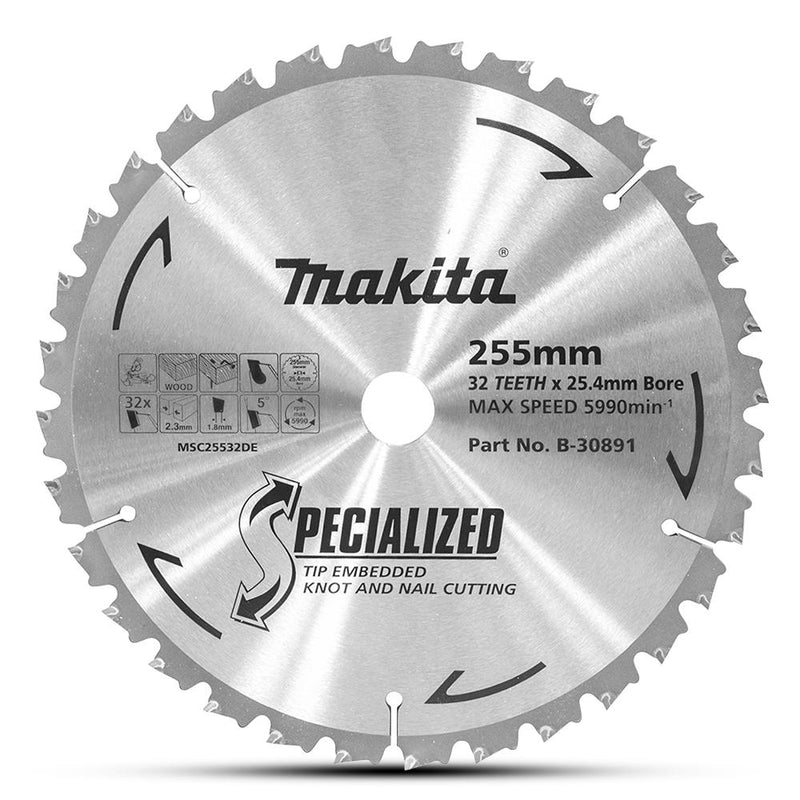 Makita Saw Blade TCT 255x25mm 32T WD/NAIL