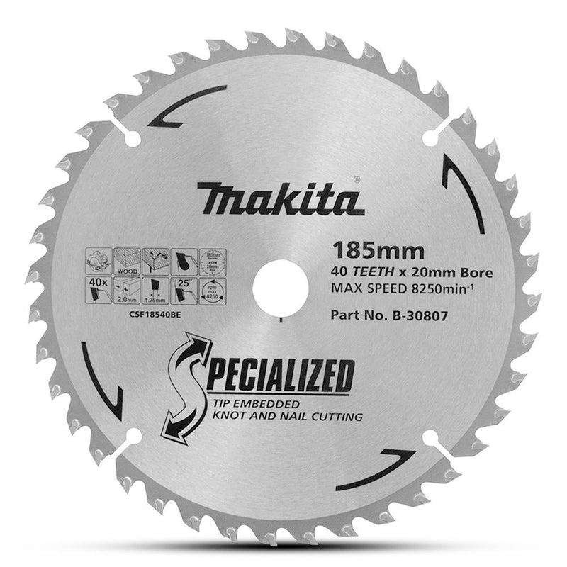 Makita Saw Blade TCT 185x20mm 40T WD/NAIL