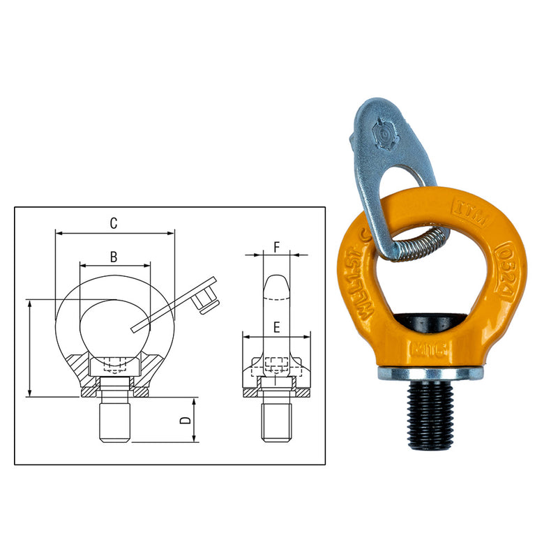 ITM G80 Lifting Point-Swivel Eye Bolt-M24-8 T