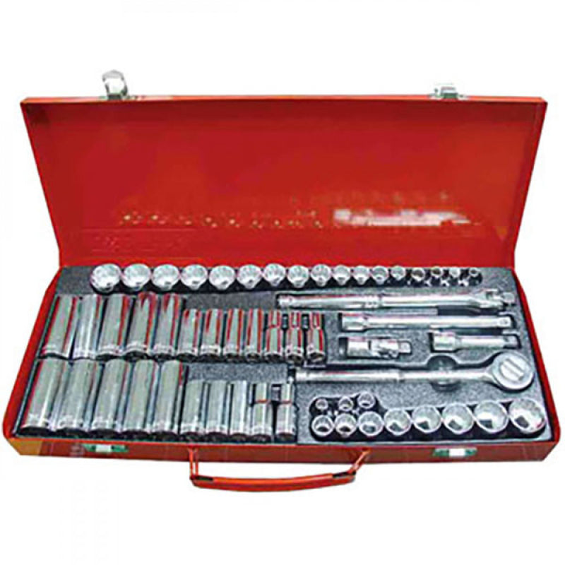 T&E Tools 3/8" Drive 56Pc Af+mm Std.+Deep 12Pt Socket Set