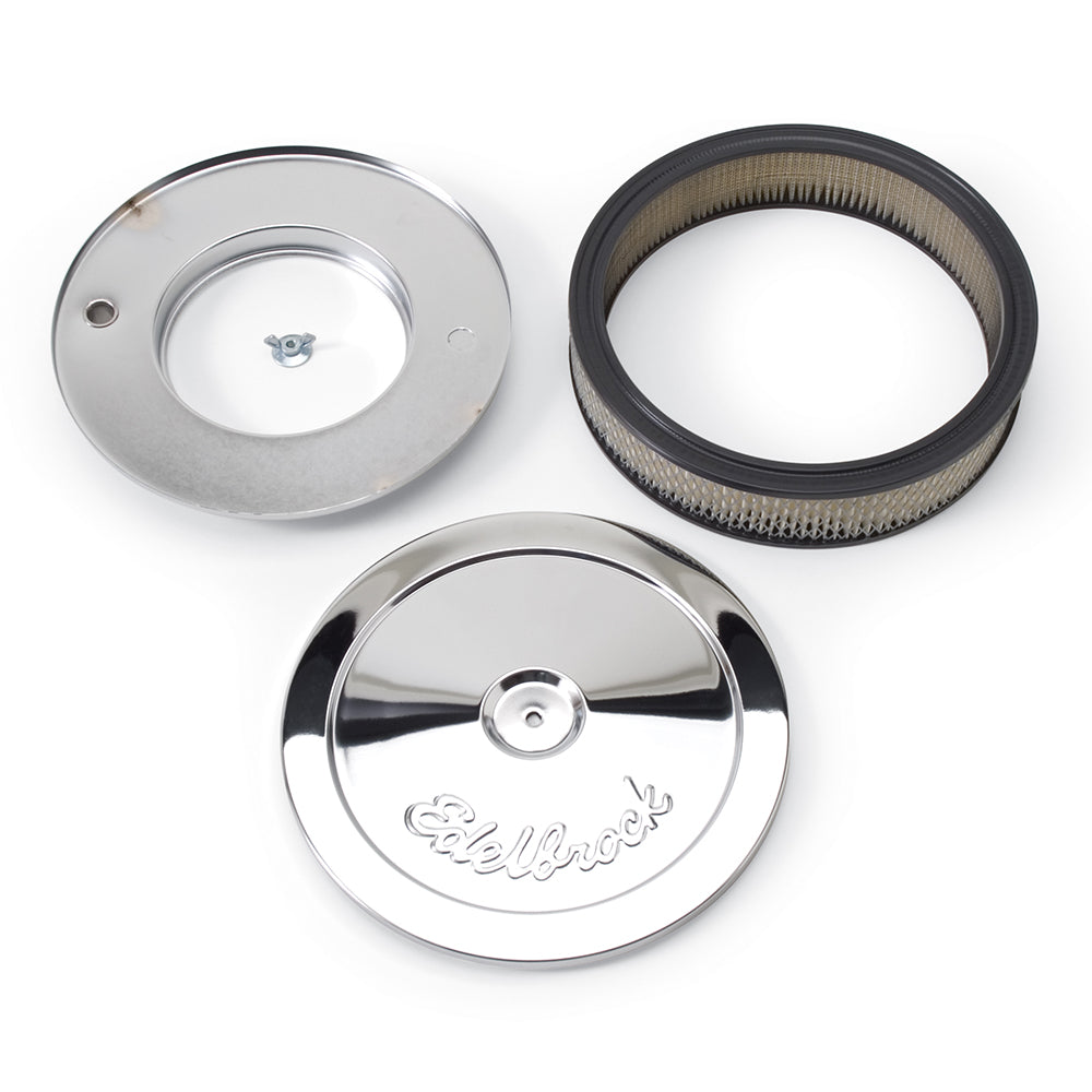 1208 Edelbrock Pro-Flo 10" Chrome Air Cleaner (Flat Base)
