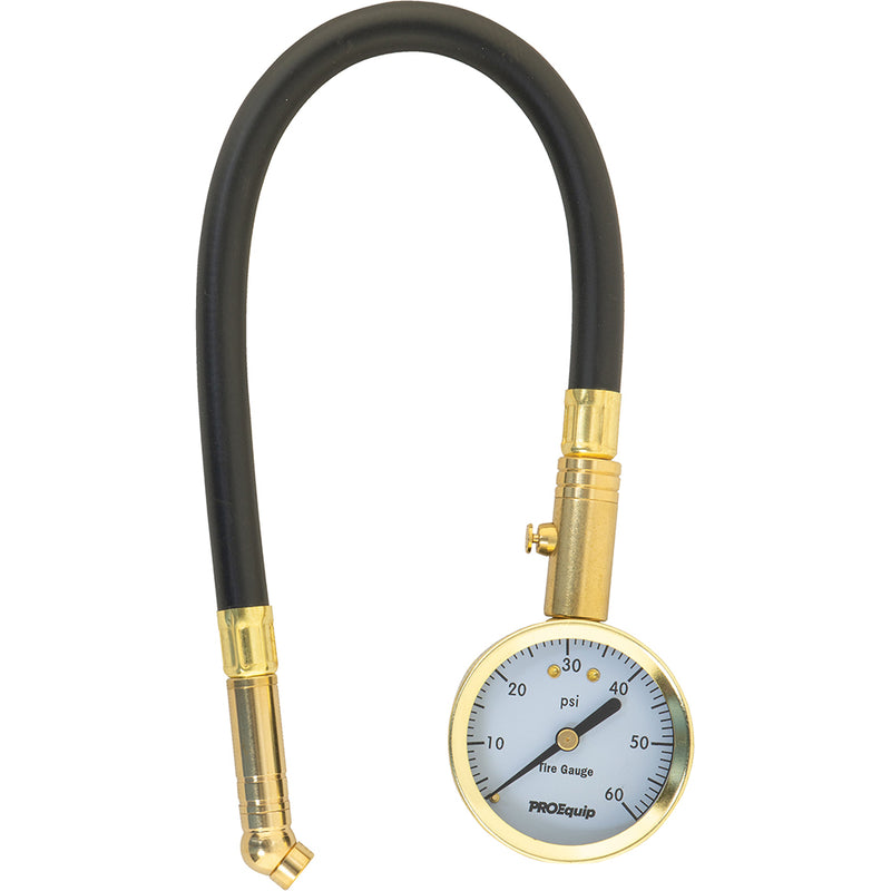 Proequip Tyre Pressure Gauge 0-60 Psi W/Flex Hose