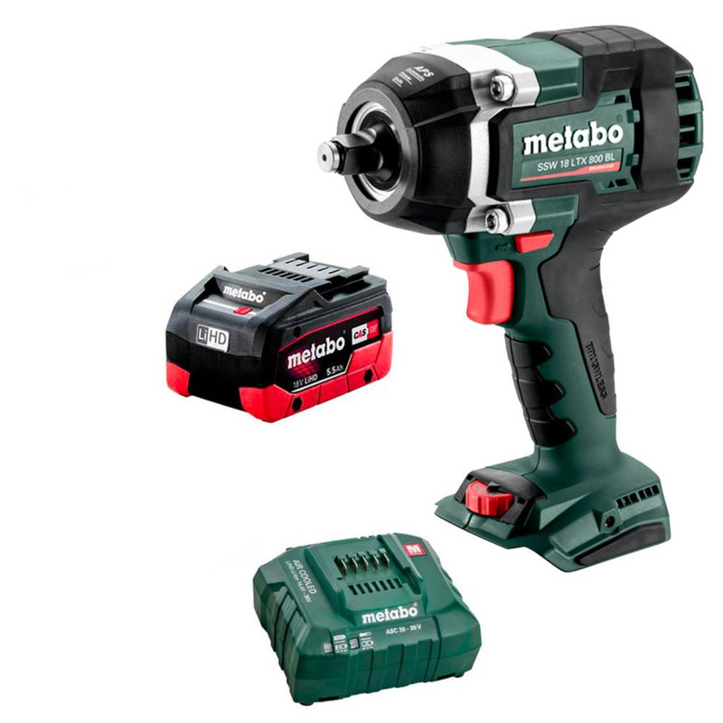 Metabo 18V Cordless 1/2 Inch 800Nm Impact Wrench Kit - SSW18LTX800BL5.5K